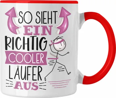 Produktbild von Trendation - Läufer Jogger Tasse Geschenk So Sieht Ein RIchtig Cooler Läufer Jogger Aus Geschenkidee Lustiger Spruch Geburtstag Becher Kaffeetasse (Rot)