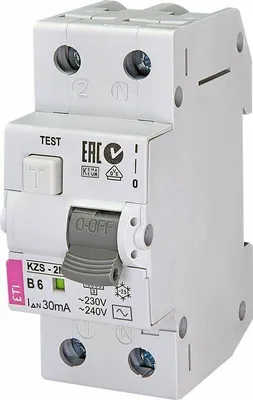 Immagine prodotto di Interruttore differenziale 2P 6A B 0,03A Tipo AC KZS-2M 002173101