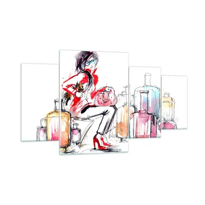 Produktbild von Bilder auf glas - Frau Taschen Reisen Tourismus - 160x90cm - Glasbilder - Wandbilder - Kunstdruck - zum Aufhängen bereit - Wanddekoration aus Glas - Glas Bilder - Wandbild auf Glas - GDL160x90-3014