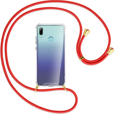 Produktbild von Handykette Backcover-Schutzhülle mit Band (Metall goldfarben) für Huawei P Smart 2019 / Honor 10 Lite - rot
