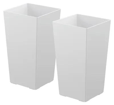 Obrázek produktu pro SucceBuy květináč 300 x 300 x 550 mm, sada 2 ks, květináč, květinový truhlík, květináč z PP, truhlík s vnitřním květináčem a odtokovými otvory, ideální pro pokojové i venkovní rostliny, bílý