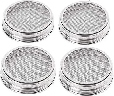 Produktbild von Merrday 4er Pack Edelstahl Sprossenglas Deckel Kit für hervorragende Belüftung Weithals Einmachgläser Einmachgläser für die Herstellung