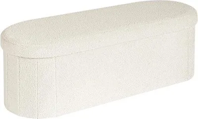 Image de Coussin d'assise rembourré avec espace de rangement - pliable et confortable - blanc