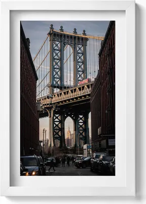Produktbild von Architektur Brücke und Gebäude– Wandbild mit Rahmen – Gerahmtes Bild  – Wanddekoration – 20x30 cm – Weiß