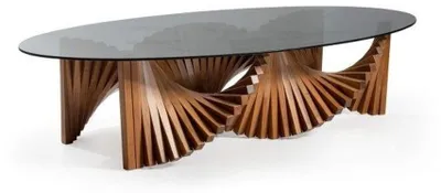 Immagine prodotto di Tavolino ovale da salotto di design colore marrone moderno legno nuovo