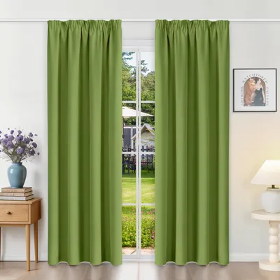 Produktbild von Thermovorhänge mit Kräuselband 200 x 140 cm Grün 2er Set