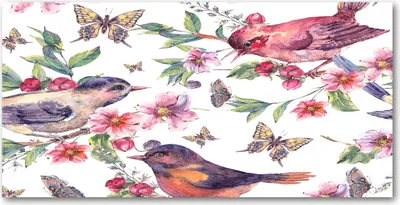 Produktbild von Tulup Glas-Bild -140x70- Wandkunst Dekorative Wand für Küche & Wohnzimmer - Tiere - Vögel Schmetterlinge - Mehrfarbig