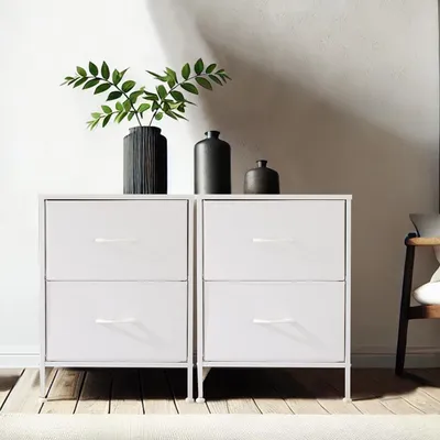 Image de Commode DUMOS pour chambre à coucher, avec tiroirs en tissu, idéale pour organiser les vêtements