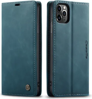 Image de coque pour iPhone 11 Pro, Coque rétro en cuir PU, pochettes pour cartes, fermeture magnétique, coque avec fonction stand pour iPhone 11 Pro Bleu
