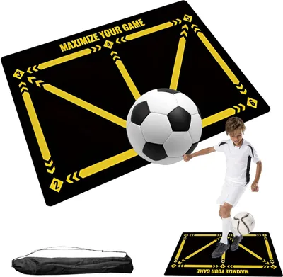 Produktbild von Fußballmatte, Fußball Schritt Trainingsmatte, Fussball Matte, Rutschfeste Stoßdämpfende Trainingsmatte, Geschenk für Kinder und Fußballliebhaber