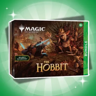 Produktbild von Magic: The Gathering Der Hobbit Fat Pack Bundle Englisch – 9 Play-Booster + Foil-Promokarte + Heartforcards Versandschutz