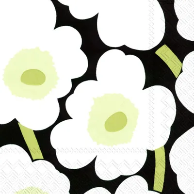 Cocktailservetten Unikko schwarz 25x25 cm, 20 St., 3-lagig