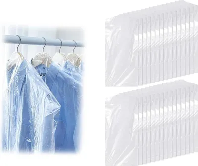 Produktbild von 30 Stück Mottenschutz Kleiderhüllen - Hochwertige Transparente Kleiderhüllen 60 x 90 cm - Wasserdichter Stoffschutz für Anzüge und Kleider - Inhalt