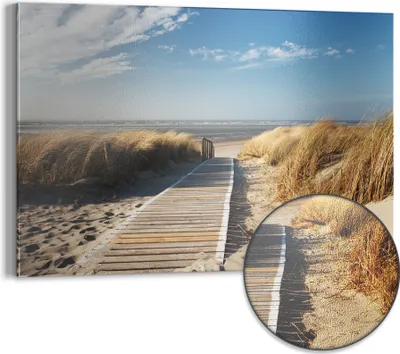 Produktbild von DEQORI Magnettafel Metall 60x40 cm 'Strandaufgang am Meer' Whiteboard Pinnwand Büro