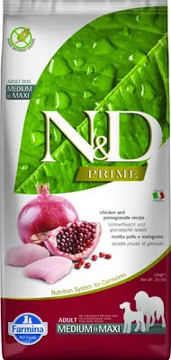 Obrázok produktu pre Farmina Pet Food N&D Prime, Dospelý, Malé (5-10 kilogramov), Kuracie mäso, Granátové jablko, 7 kg