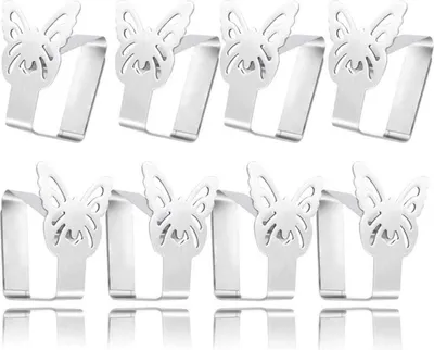 Image de Aongray Motifs de papillon Pinces à nappes Set de 8 en acier inoxydable de 3.5cm d'épaisseur