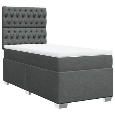Produktbild von vidaXL Boxspringbett mit Matratze Dunkelgrau 90x200 cm Stoff
