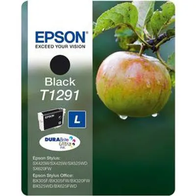 Produktbild von Epson Singlepack Black T1291 DURABrite Ultra Ink, Schwarz, Epson Stylus Office B42WD Epson Stylus Office BX305F Epson Stylus Office BX305FW, Tintenstrahl
