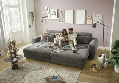 Produktbild von Big-Sofa >BARURA Loveseat< mit 4 Kissen, Bezug Cord-Optik anthrazit "ash" - 292x90x194 (BxHxT)