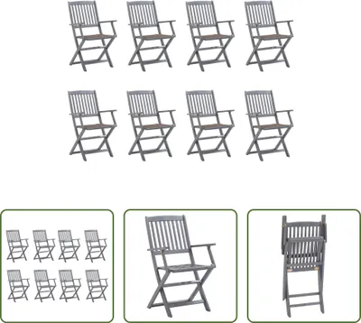 Produktbild von The Living Store Klappbare Gartenstühle 8 Stk. mit Kissen Massivholz Akazie