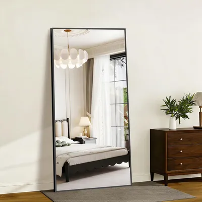 Produktbild von Ganzkörperspiegel Standspiegel Wandspiegel 180 x 86 cm Aluminium Schwarz