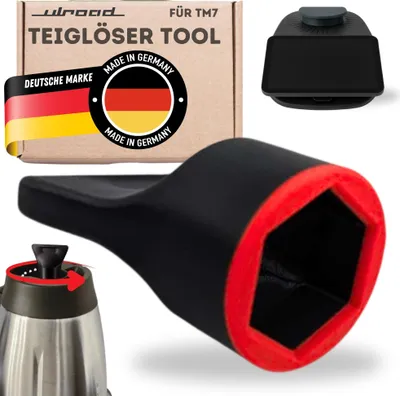 Produktbild von ULROAD kompatibel mit Vorwerk Thermomix TM7 Teigblume Teiglöser Messerdrehhilfe für Mixtopf Zubehör Drehhilfe Twister (schwarz/rot)