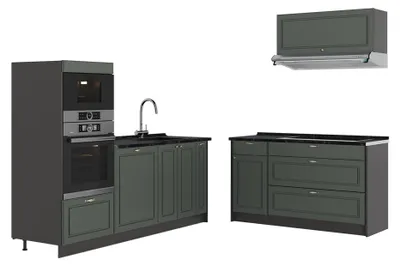 Produktbild von Küchenzeile Vicco Fame-Line Grün-Gold Landhaus/Anthrazit 340 cm, AP Anthrazit, Model 63865