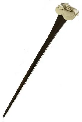 Produktbild von Haarnadel aus Holz mit runder Blume, Haarschmuck, Farbe:weiß