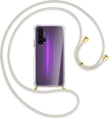 Produktbild von Handykette Backcover-Schutzhülle mit Band (Metall goldfarben) für Honor 20 Pro - broken white