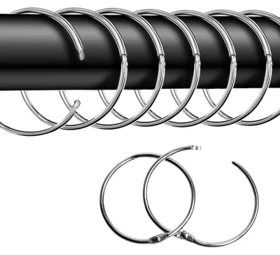 Produktbild von 20 runde Gardinenringe mit 50 mm Durchmesser für Gardinen und Gardinenstangen (silberfarben)