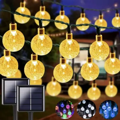 Produktbild von Solar LED Lichterkette 8m 40 LEDs warmweiß 8 Modi wasserdicht IP65 Gartenbeleuchtung Kristall Kugel Fairy Light Außen Deko