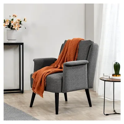Produktbild von Polstersessel Edling Ohrensessel für Wohnzimmer mit Holzbeinen, Lesesessel, Armlehnensessel, 83 x 73 x 75 cm, gepolstert in Grau