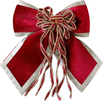 Produktbild von Große Weihnachtsschleife mit Glitzerrand für Weihnachtsbaumkränze, Baumspitzen und festliche Dekoration für drinnen und draußen