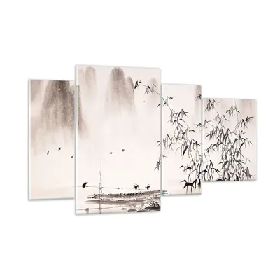 Produktbild von Bilder auf glas - Bambus schwarz China - 120x70cm - Glasbilder - Wandbilder - Kunstdruck - zum Aufhängen bereit - Wanddekoration aus Glas - Glas Bilder - Wandbild auf Glas - 4 Teile - GDL120x70-3116