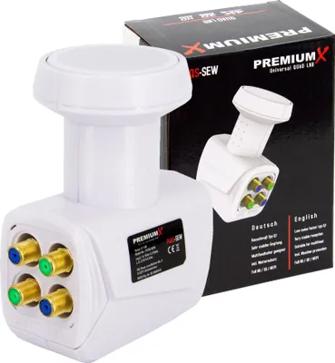 Produktbild von PremiumX Quad LNB PXQS-SEW SAT für 4 Teilnehmer DVB-S2 HDTV UHD 4K Weiß