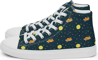 Produktbild von Mr. & Mrs. Panda Sneaker Damen Fuchs Sterne Größe 38 1/2 - Blau - Geschenk, Tröstende Worte, High-Top, Romantik, Mond, Sternengucker, Stoffsneaker, Halbschuhe