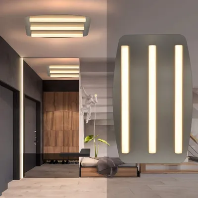 Immagine prodotto di ZMH LED plafoniera bianco caldo 3000K, 3lampada cucina plafoniera 17W angolare soggiorno lampada 48x30cm nichel interni per cucina camera da letto soggiorno ufficio