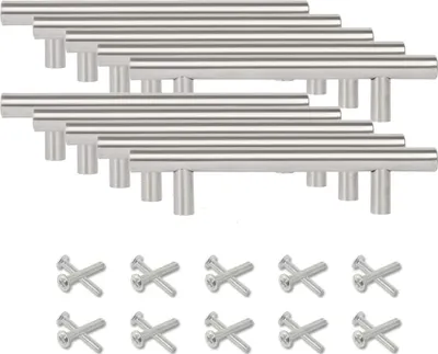 Produktbild von 10 X Griffe für Küchenschränke Edelstahl T Stangengriff Tür Schublade Relinggriffe Kleine Größe Möbelgriffe (Bohrlochabstand: 64 mm)