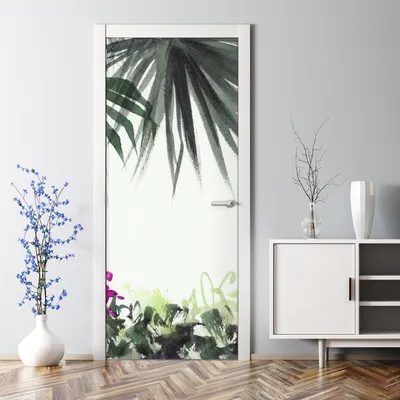 Produktbild von Dekorative Türposter Klebefolie selbstklebend Wandaufkleber Palme und Wiese 77 x 200 cm