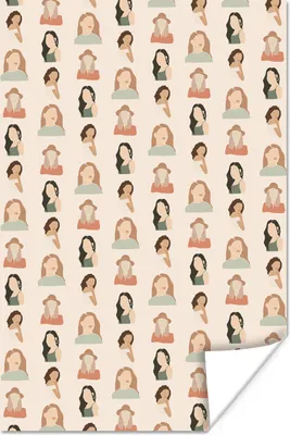 Produktbild von MuchoWow® Poster Pastell - Frauen - Hüte 80x120 cm - Papierdruck