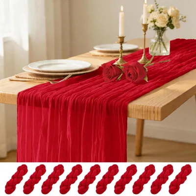 Zdjęcie produktu dla 10 sztuk czerwonych bieżników Cheesecloth - 43x274 cm na imprezy i dekoracje