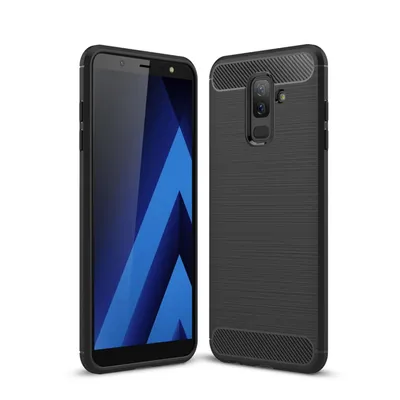 Zdjęcie produktu dla Samsung Galaxy A6 Plus 2018 etui silikonowe czarne karbonowe etui TPU na telefon komórkowy bumper 211772