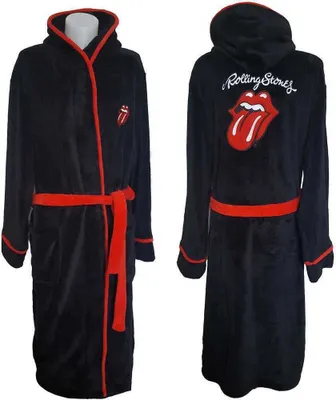 Produktbild von Die Rolling Stones - Klassische Zunge Uni Bademantel - Schwarz