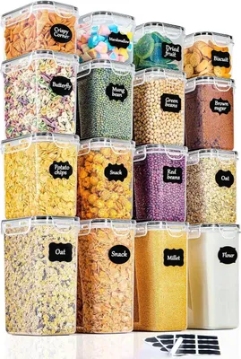 Produktbild von GoMaihe Vorratsdosen 16er Set Küchen Organizer Luftdicht Plastik Müsli Mehl Aufbewahrung
