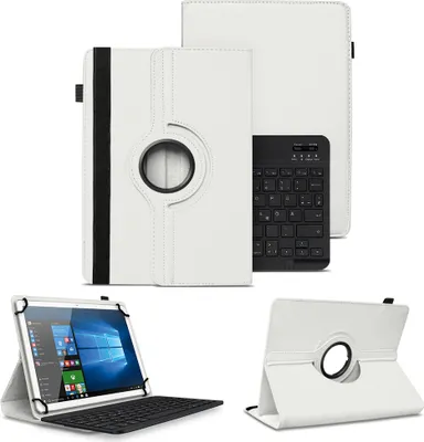 Produktbild von Schutzhülle für Xiaomi Redmi Pad SE Bluetooth Tasche 360 Drehbar QWERTZ TastaturFarben:Weiss
