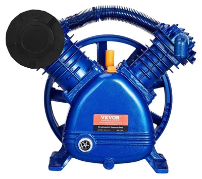 Image de Tête de pompe de compresseur d'air VEVOR, 5,5 CV, 5,75 CFM à 90 PSI, tête de pompe à piston de compresseur d'air lubrifié à l'huile, à deux cylindres, remplacement de pompe de compresseur d'air de type V à deux étages