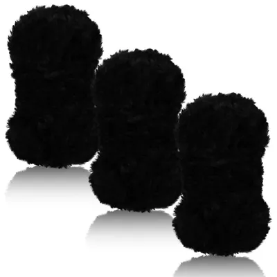 Productafbeelding van Pluizenwol 3 x 100 gram, Fransengarn, zwart, geschikt voor haken en breien