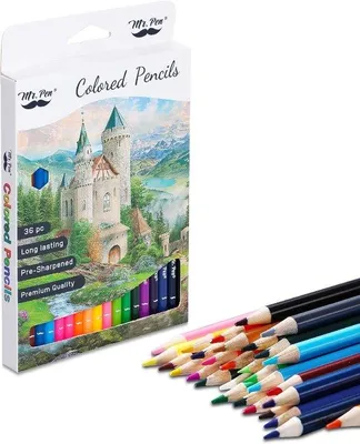 Produktbild von Famanu Set von 36 Farbstiften - Holz-Bleistifte für Erwachsene und Kinder