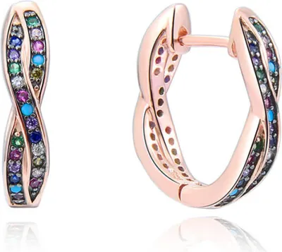 Immagine prodotto di Bellissimi orecchini in argento placcato oro con zirconi AGUC2252-ROSE