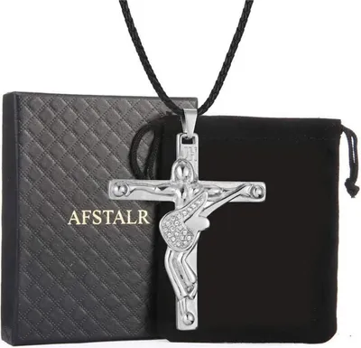 Image de AFSTALR Johnny Hallyday Collier Argent Guitare Croix en acier inoxydable cadeau de fan